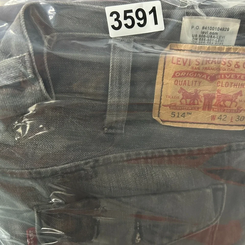 Levi's 514 Slim Straight Jeans Men's Gray Denim‎ Pockets Classic Zip Fly - 42X30